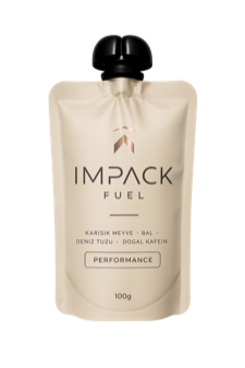 IMPACK FUEL pouch ambalajı, ön yüz.